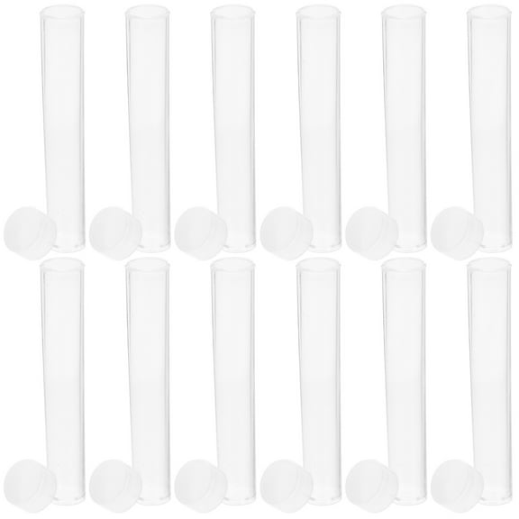 25 Pcs Laboratory Transparent Test Tube Clear Tubes with Caps Glowy