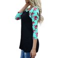 thumbnail image 4 of Nlife Pull-over à Manches 3/4 Women Floral Print Splicing, 4 of 8