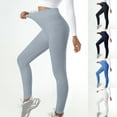 thumbnail image 7 of Lovskoo Leggings for Women Tummy Control New Solid Color Thread Hip Lifting Tight Fitting Abdominal Compression Elastic Fitness Pants Leggings Yoga Pants Dark Blue, 7 of 7