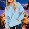 thumbnail image 4 of Piuwrlz Girl Winter Hoodies Kids Hood Sweatshirts Loose Pocket Round Neck Hoodie Light Blue Size 130, 4 of 5
