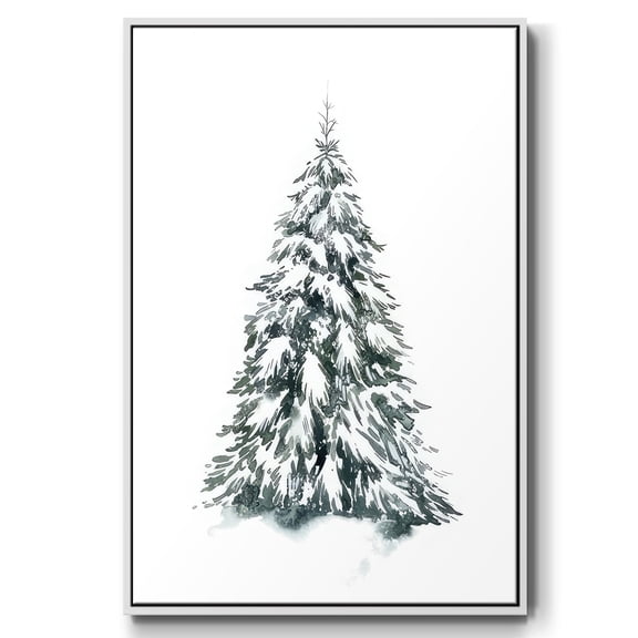 Blue Spruce II - Framed Gallery Wrapped Holiday Canvas - 17 x 25 - White Frame
