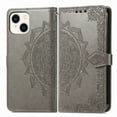 thumbnail image 2 of SaniMore for iPhone 14 6.1" 2022 Wallet Case with Embossed Mandala PU Leather Flip Protection Wrist Strap Credit Card Holder Pocket Kickstand Shockproof Case for iPhone 14 6.1" 2022, Gray, 2 of 6