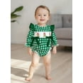 thumbnail image 5 of Miaouyo Infant Baby Girl Christmas Fall Jumpsuit 0 3 6 12 18 24 Months Plaid Print Tree Embroidery Long Sleeve Round Neck Bow Romper, 5 of 9