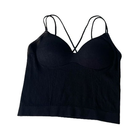 

Strappy Sports Bra for Women Sexy Crisscross Back Light Support Yoga Bra black，G124316