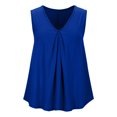 thumbnail image 4 of Fnooota Plus Size Tank Tops for Women, Pleated Sleeveless V Neck Summer Shirts Blue Size XL-6XL, 4 of 7