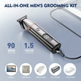 thumbnail image 4 of Hair Clipper, 5-IN-1 Professional Haircutting & Grooming Kit, Cordless Nose Beard Trimmers, IPX7 Waterproof Face Body Shaver Wet/Dry with LED Display, USB Rechargeable for Father Husband, 4 of 4