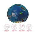 thumbnail image 5 of KLL Underwater Fish Turtle Pattern Shower Cap & Bath Cap for Women,Reversible Oversized Waterproof Shower Caps for all Hair Lengths,Elastic Reusable Bathing Hair Cap, 5 of 6