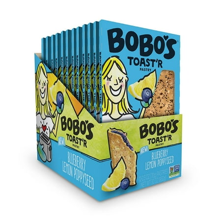 Bobo's TOASTeR Pastry (Blueberry Lemon Poppyseed, 12 Pack of 2.5 Oz. Toaster Pastries) Gluten Free Whole Grain Pastry - Great Tasting Vegan On-The-Go Breakfast or Snack, Made in the USA Blueberry
