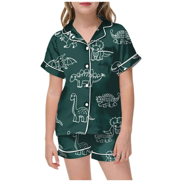 Teens Boy Pajamas Set Dinosaur Pajamas Button Down Homewear Set Sleepwear Loungewear Set Boys Pjs Size 12-13T Kids Clothes