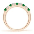 thumbnail image 2 of ANGARA Natural Shared Prong Emerald and Diamond Half Eternity Ring in 14K Rose Gold for Women (Size-2.5mm) | May Birthstone, Birthday, Anniversary, Jewelry Gift for Women | Natural Emerald Ring, 2 of 8