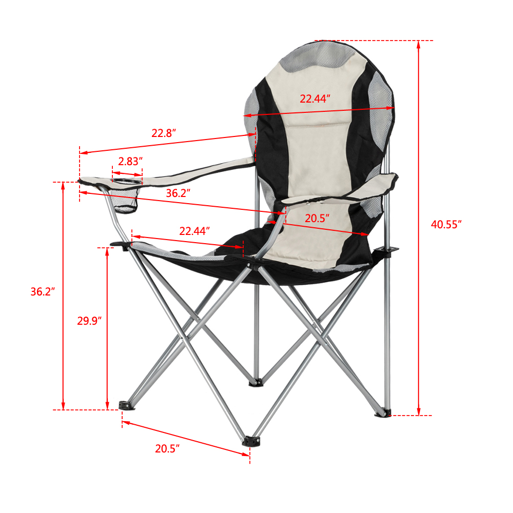 Foldable Outdoor Fishing Chair, BTMWAY Portable Camping Picnic Folding Chairs with Cup Holder, Lightweight Folding Chairs for Outdoor Camping Hiking Fishing, 330lb Load-Bearing, Gray, R061 - image 2 of 8