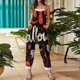thumbnail image 5 of WTOBBY Women's Retro Suspender Jumpsuit Pants with Halloween Print, Casual Loose Fit in Cotton Linen Blend, Comfortable and Stylish for Everyday Wear,Hot PinkL, 5 of 5