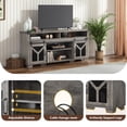 thumbnail image 6 of Farmhouse TV Stand for 75" TVs with LED Lights & Sliding Barn Doors, Entertainment Center Media Console Adjustable Shelves Storage Cabinet - Gray, 6 of 8