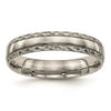 Titanium Polished Grooved Criss Cross Design Ring Size: 6; for Adults and Teens; for Women and Men