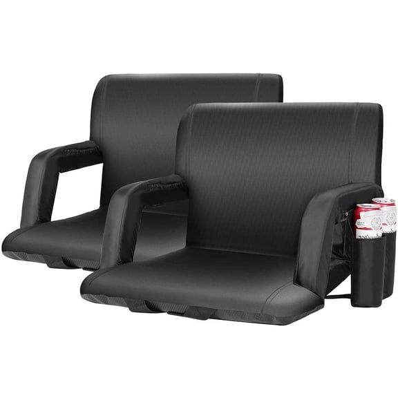SPECSTAR Portable Reclining Stadium Seat Chairs for Bleachers with Padded Backrest and Adjustable Armrests, Set of 2