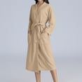 thumbnail image 2 of CFLVAEK Waffle Knit Robes for Women and Men with Belt Cozy Long Sleeve Robe with Pockets Loose Fit Knee Length Bathrobes with Belt Beige XXL, 2 of 8