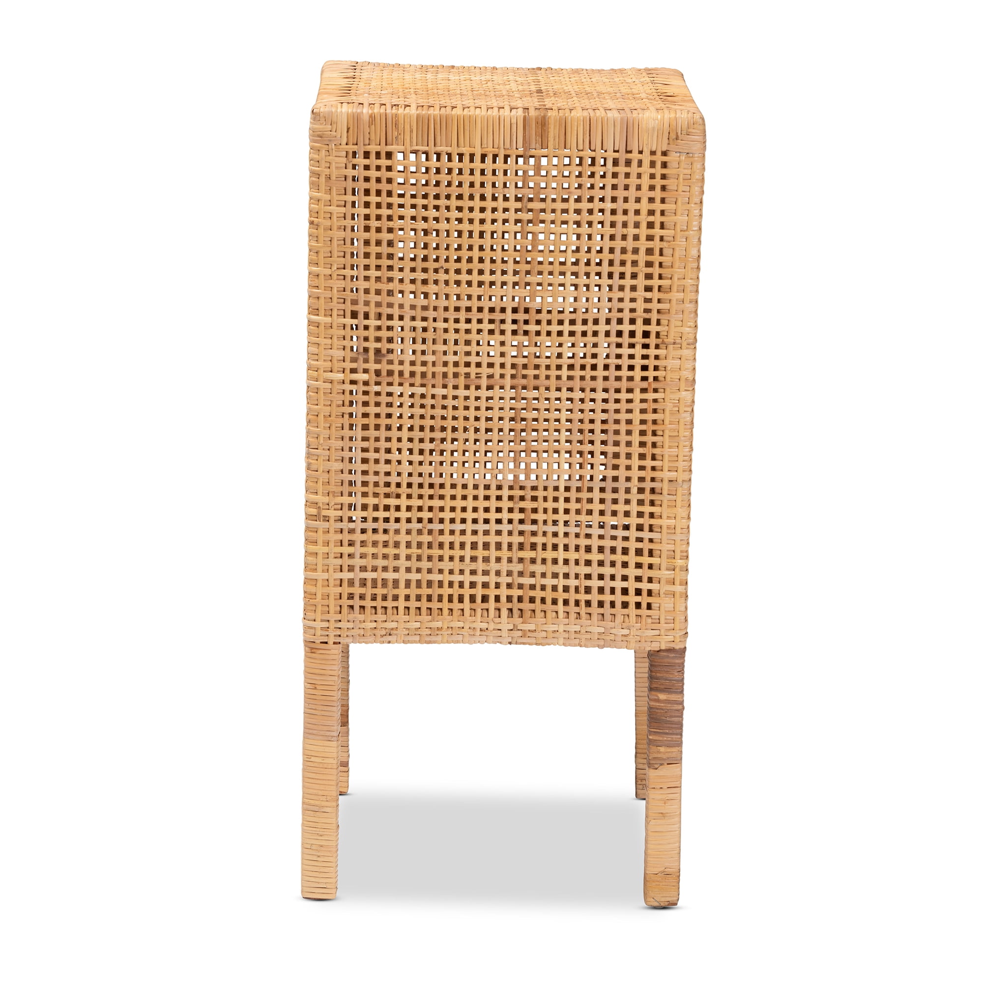 bali & pari Vivan Modern Bohemian Natural Brown Rattan 1-Door Nightstand