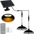 thumbnail image 3 of 78/156LED Solar Pendant Lights with Remote Control IP65 Waterproof Solar Shed Light with 3 Lighting Modes Double Head Hanging Lamp with 9.84FT Cord Decorations Lamp for Barn Balcony Garde, 3 of 10