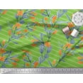 thumbnail image 3 of Soimoi Green Poly Georgette Fabric Leaves & Floral Stripe Print Fabric by Yard 52 Inch Wide, 3 of 3