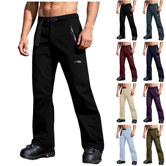 Sentmoon Pantalon Isolé pour Hommes Pantalon de Neige pour Hommes Unisexe Décontracté à la Mode Uni Patchwork Fermeture Éclair Multiples Poches Pantalon de Ski pour Protection Imperméable et Respirante Vert TTTTG