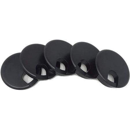 

Desk Grommet w/Cover for 2.5 Inch Hole. Black Plastic 5 Pack for Cable Management