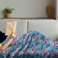 thumbnail image 3 of Banana Leaf Soft Flannel Fleece Blanket, Watercolor Tropic Pink Flamingos and Orchid with Blue Floral Plant Jungle Palm, Cozy Plush for Indoor and Outdoor Use, 60" x 80", Multicolor, by Ambesonne, 3 of 5