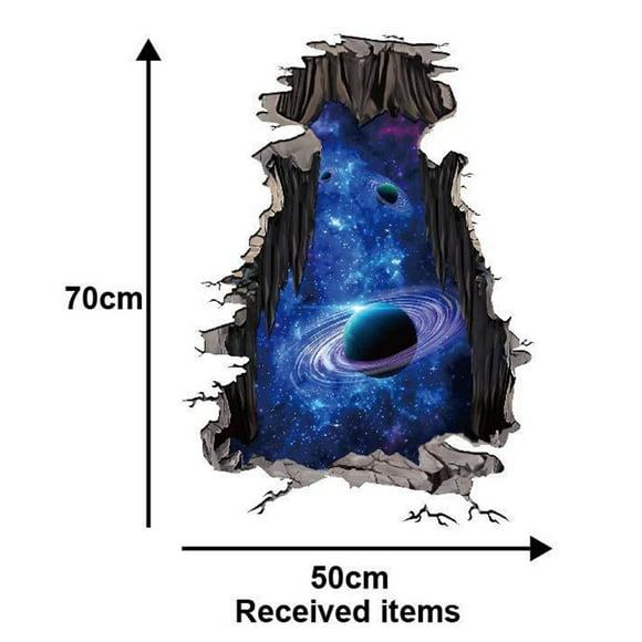 Glitter Galaxy Wall Stickers Broken decal Planet Mural Living Room Bedroom Floor Door Wallpaper Decor Decal