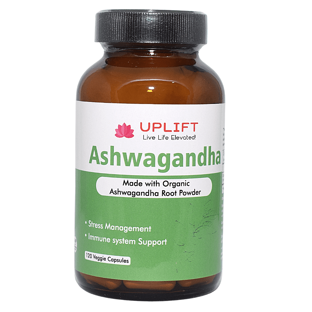 Uplift Ashwagandha Veggie Capsules(Made with Organic Ashwagandha Powder)-120 Count|100% Pure and Natural, Herbal Supplement