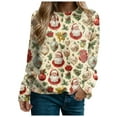 thumbnail image 3 of idosla Christmas Sweatshirt for Women 2025 Vintage Crewneck Xmas Tops Funny Graphic Tees Long Sleeve Holiday Outfits (Light Yellow, S), 3 of 8
