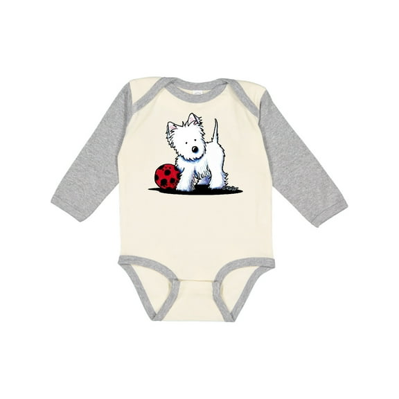 Inktastic Westie with Ball Boys or Girls Long Sleeve Baby Bodysuit
