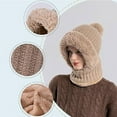 thumbnail image 4 of 3 in 1 Knit Beanie Hat，Fleece Lined Winter Scarf Mask Set for Women，Winter Warm Ear Protection Knitted Snow Outdoor Caps Plush Earmuff Hats, 4 of 9