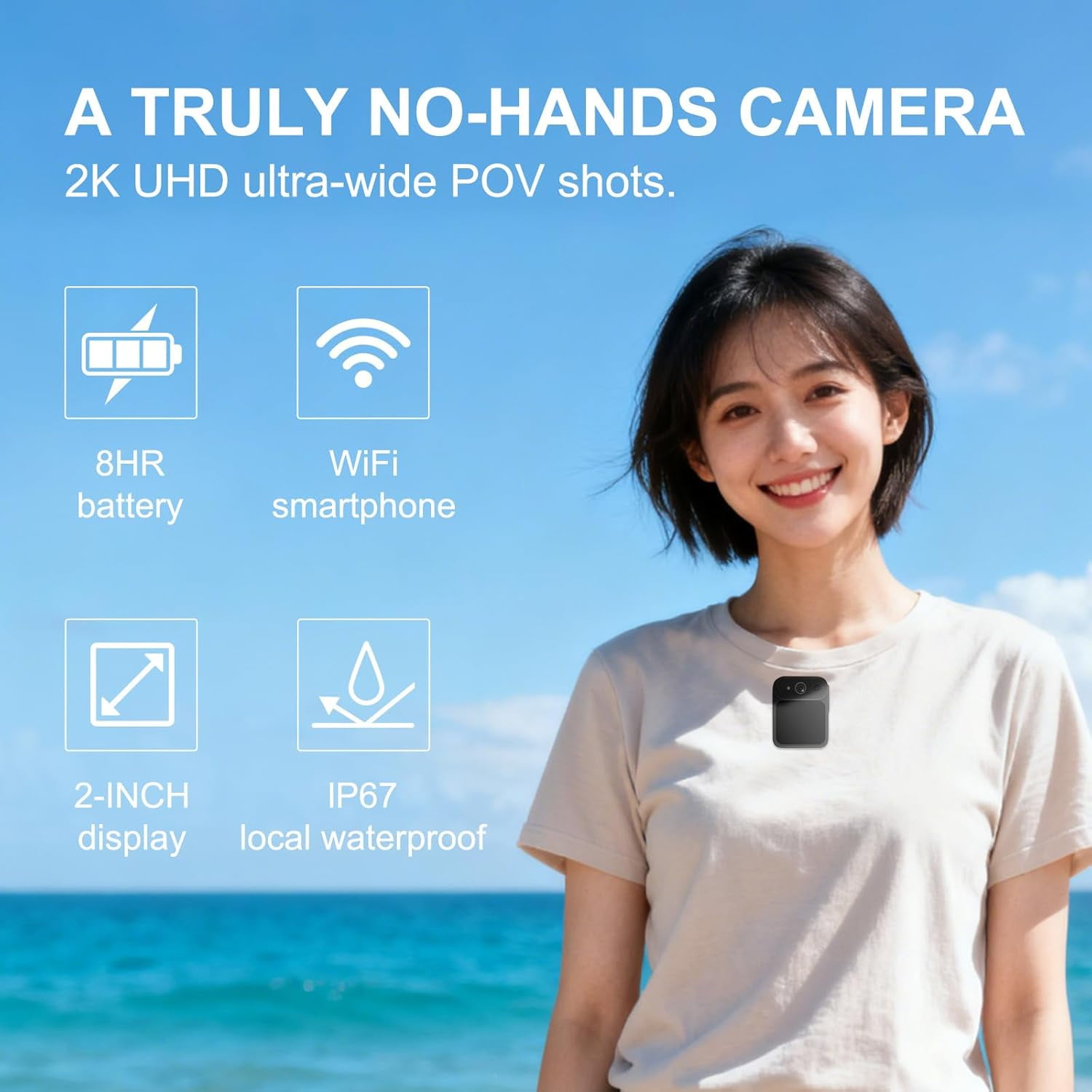 1080P Body Camera with Audio and Video Recording, WiFi Portable Vlogging Camera, Thumb Size, Wearable Camera Mini Action Camera for Travel, Sports, Work Records