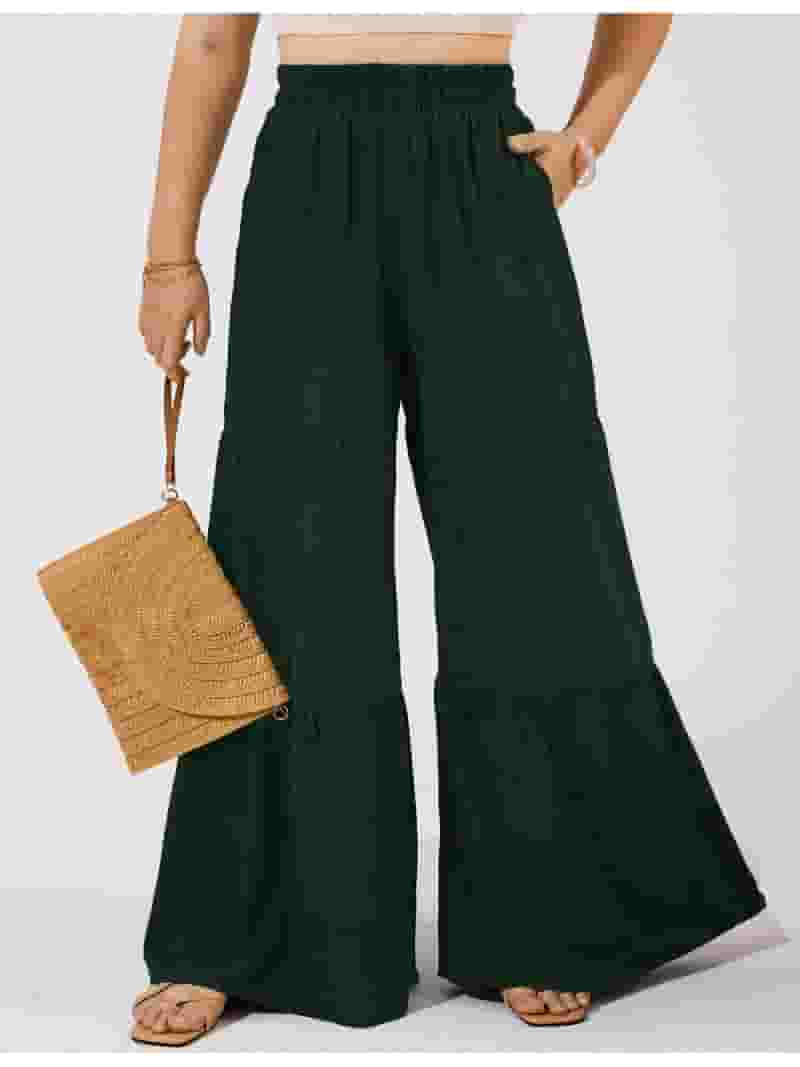 【Anyone more】Lohi Washing Long Wide Pants a.Jesdani Women Plus Size Wide Leg Pants Elastic waist