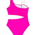 thumbnail image 4 of LIJCC Toddler Girl One-Piece Color-Block Swimsuit – Asymmetrical Strap Design with Cutout Waist Detail, Bold Striped Pattern, Perfect for Beach & Pool Adventures, 4 of 9