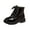 Black, variant on Kids Girls Fleece Lined Leather Combat Boots Platform Lace Up Ankle Boots Comfortable Non Slip Plush Walking Winter Boots Black Size 13 Little Child