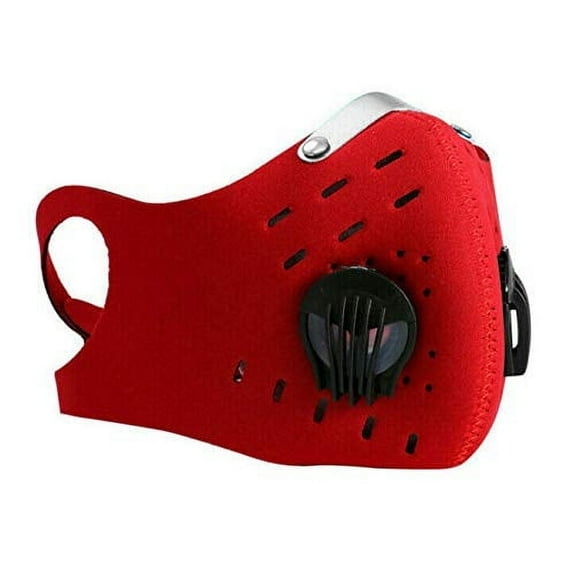 ASA TECHMED Reusable Dual Air Breathing Valve Face Mask Cover with Activated Carbon Filter (Red Cycling)