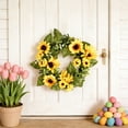 thumbnail image 5 of Spring Easter Bird Egg Wreath, 30cm Plastic Foliage Ring, Floral Door Hanging, 1pc Green Leaf Simulation Garland, for Home Porch Wall Decor Adults, Festive Spring Wreath, A, 5 of 6