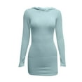 thumbnail image 3 of HJYCHN Women Elegant Warm Winter Sweater Knit Dress Long Sleeve Solid Color Fashion Mid-length Casual Outfit Blue XL, 3 of 6