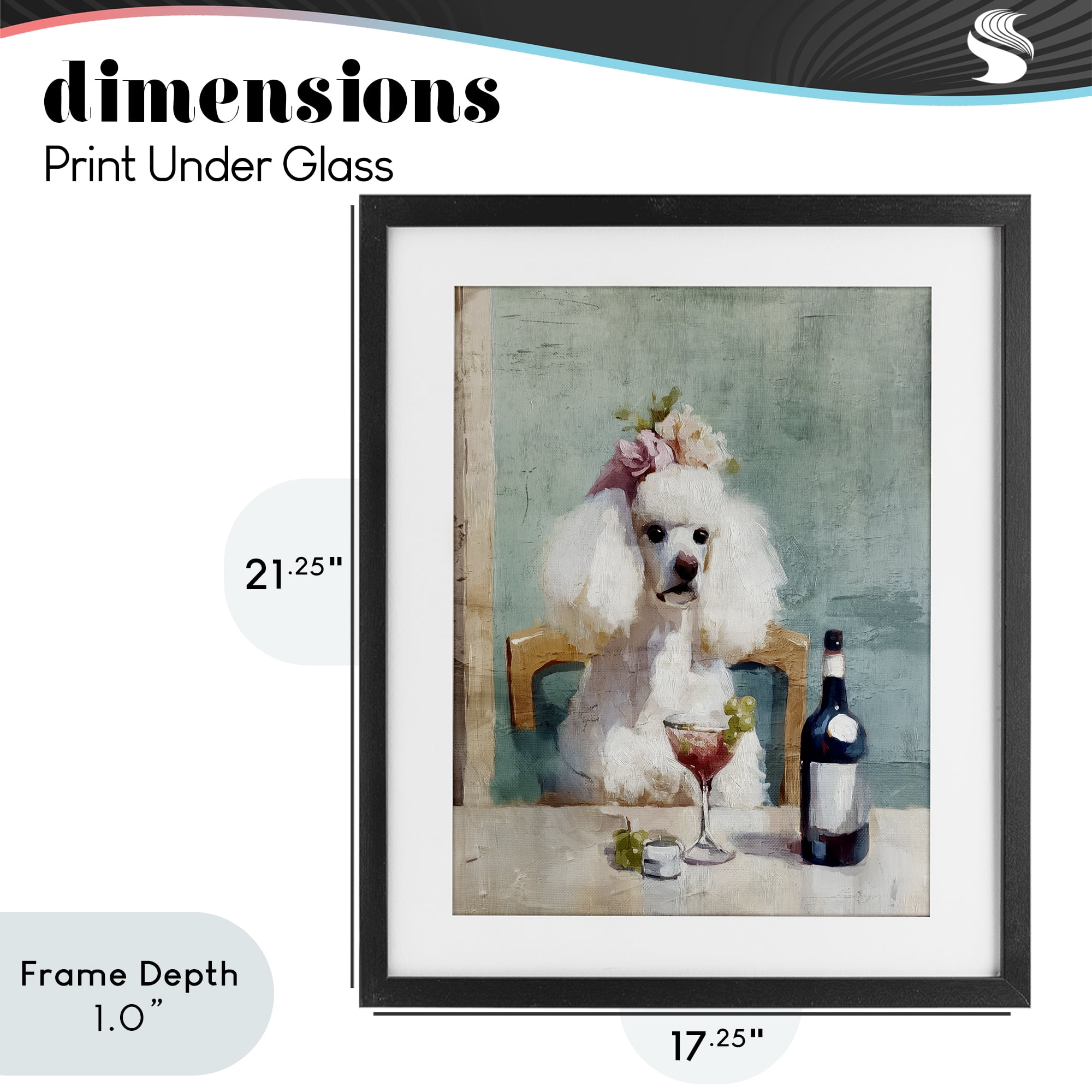 Stupell Industries Poodle At Lunch Black Framed Print Under Glass, design by Annabelle Hall