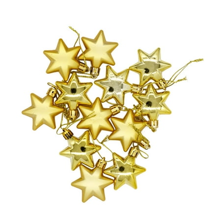 

24 Pcs 4.8CM Creative Chirstmas Hexagon Pendant Colored Plastic Hanging Decor Christmas Tree Ornament Decor Xmas Door Wall Hanging Party Favors (Golden)