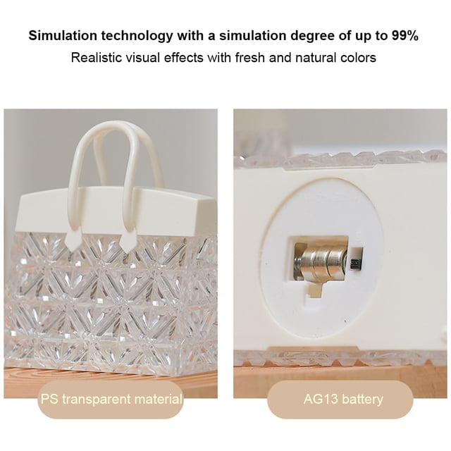 Lámpara de mesa portátil con forma de bolso de cristal, luz de ambiente creativo para dormitorio