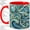 Red, variant on Blue Mosaic Coffee Mug, Turquoise Glass Swirl Art, Coastal Daily Tea Sips