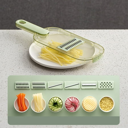 

Vegetable Grater with Handle Grating Slicer Box with Interchangeable Cutters & Food Holder Fruit & Vegetable Tools