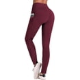 thumbnail image 1 of Pantalones de yoga de cintura alta con bolsillos, control de barriga, pantalones de entrenamiento para mujer Leggings de yoga elásticos en 4 direcciones con bolsillos Adepaton LRWJ017-16, 1 of 4