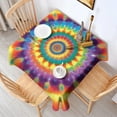 thumbnail image 2 of Colorful Rainbow Tie Dye Spiral Pattern Square Tablecloth,Waterproof Square Table Cover,Wipeable Spillproof Washable Table Cover for Home Kitchen Party Decor 60"x60"(152x152cm), 2 of 6