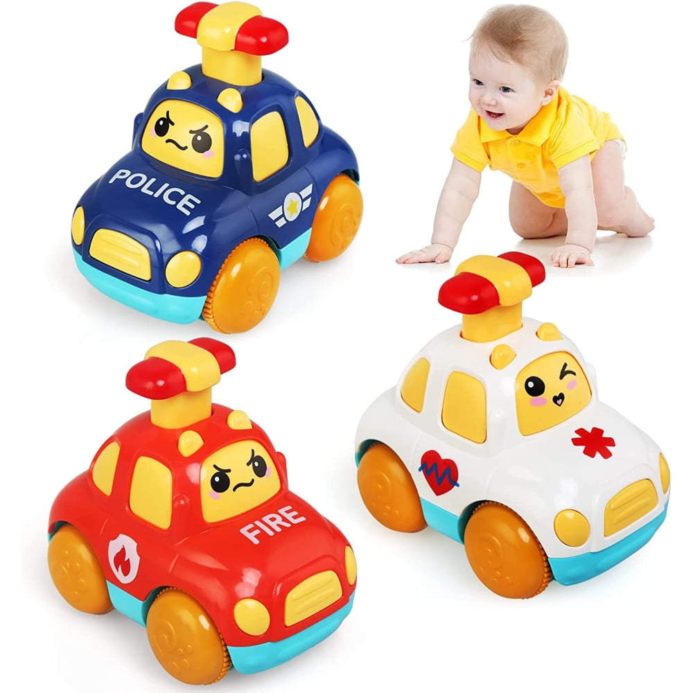 PEACNNG Cartoon Wind up Cars, Baby Toy Cars for 1 Year Old Boy Gifts