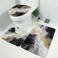 thumbnail image 2 of Black Marble Gold Line Pattern Bathroom Rugs Sets 3 Piece,Toilet Cover Set,Absorbent Non Slip Bathroom Mats Sets with U-Shaped Contour Rug Toilet Rug Set, 2 of 5