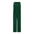 thumbnail image 4 of SDNall 2 Piece Sets for Women Summer V-Neck Solid Sleeveless Top + Loose Pocket Pants Suit (Green, Sizes S-XXXXL), 4 of 9