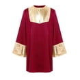 thumbnail image 4 of Hansber Kids Boys Praise Dance Top Long Sleeve Metallic Back Zipper Choir Church Worship Dance Stage Performance Tunic Top Burgundy 12, 4 of 6