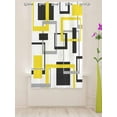 Abstract Geometry Squares Modern Art Black Yellow Sheer Curtains Living